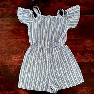 Hardly worn Lily Bleu item- Size 10 (KIDS) Romper |Blue/White| Price listed.